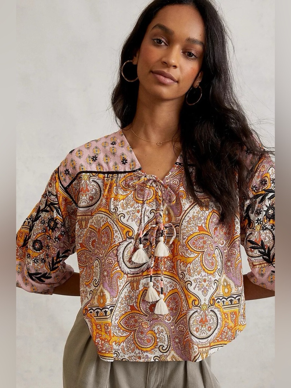 Anthropologie Paisley Women's Top - 100% Modal, Size S, Made in India